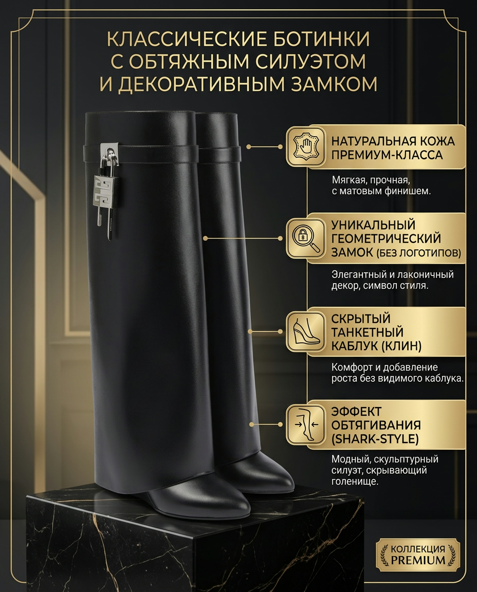 Инфографика классические ботинки с замком