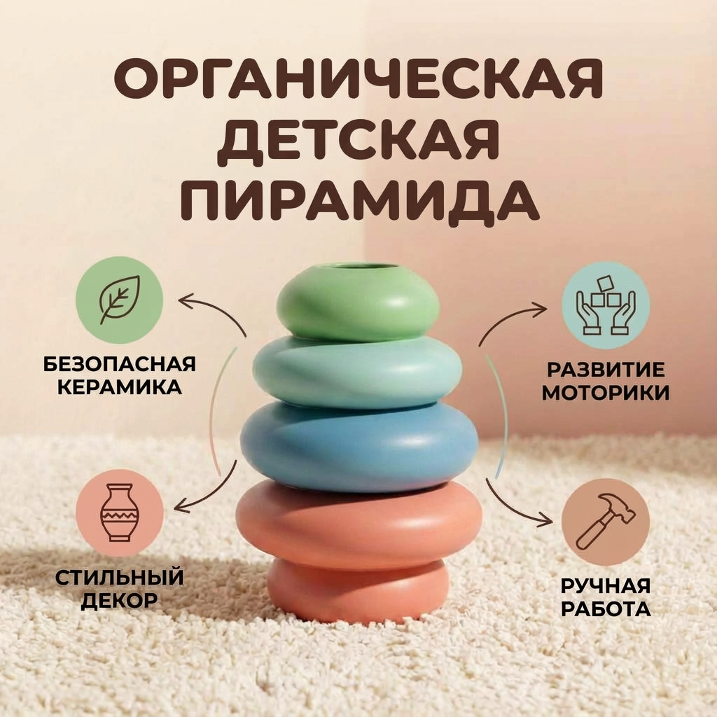 Нейросеть для инфографики: детская пирамидка на маркетплейсе